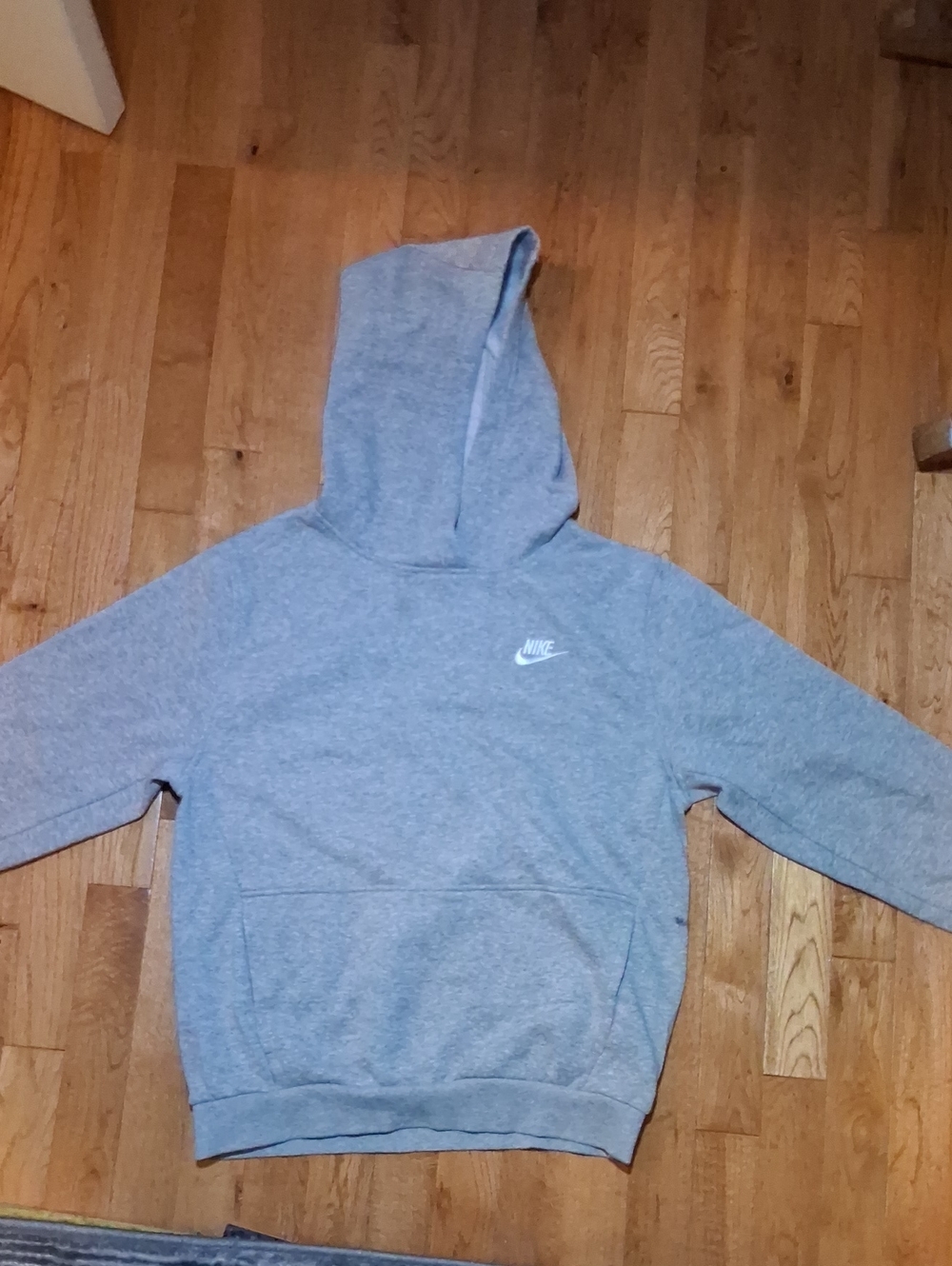 Nike Gray Kids Hooded Sweatshirt with White Swoosh
